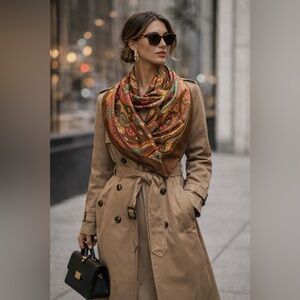 Vintage French 100% Silk Paisley Scarf • Made in France • 55” x 53” • Luxe Shawl